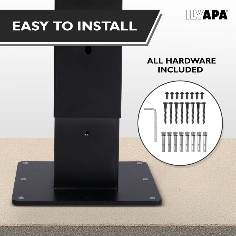 Ilyapa Black Mailbox Post Mount Base Plate Mounting Bracket - Works with Mailboxes - No Wood Required, Slides Over Bracket 43x4x4 - (8x8x7 in.) - Image 3